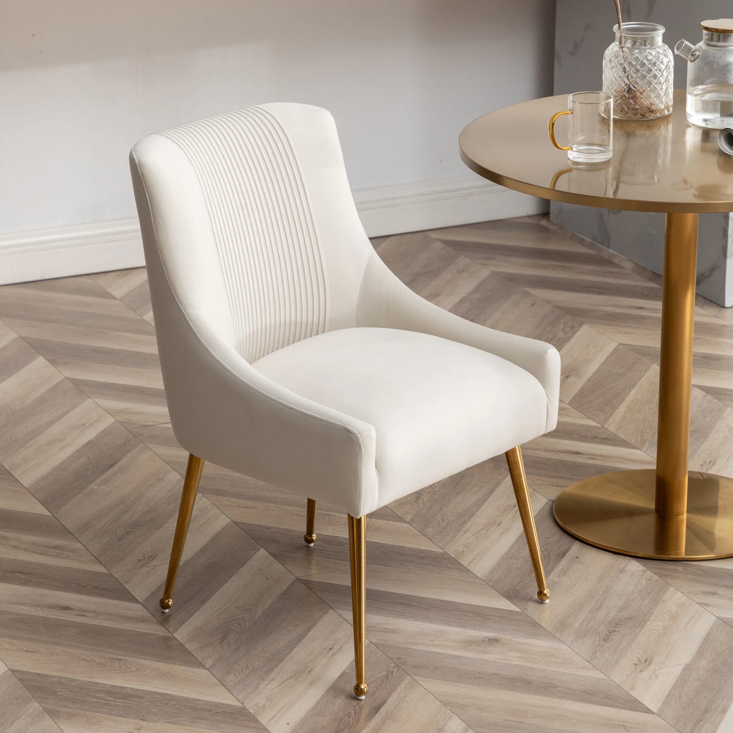 Modern Pleated Velvet Dining Chair Set Of 2