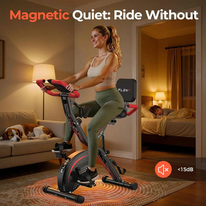 Pleny Folding Exercise Bike, 5 IN 1 Stationary Bike