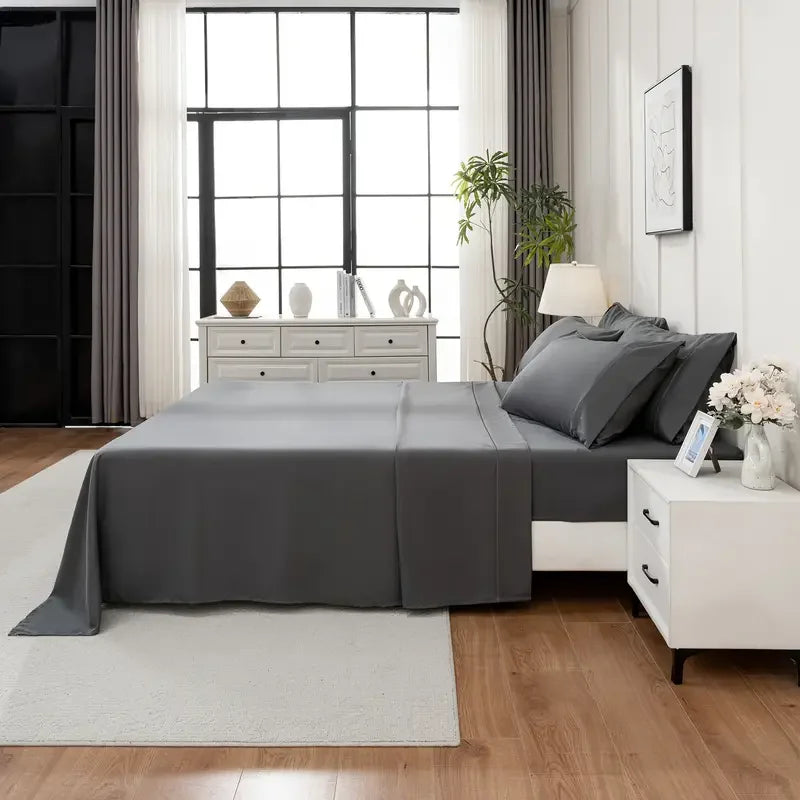 4pcs/6pcs Bamboo Cooling Queen Size Sheet Set