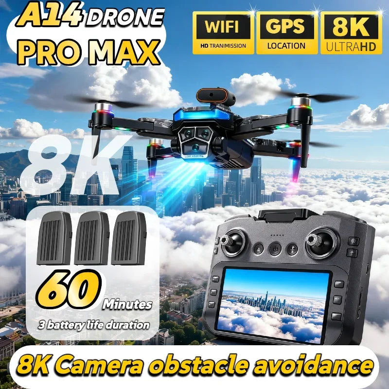 A14 Pro Max 8K Three Camera Obstacle Avoidance Quadcopter