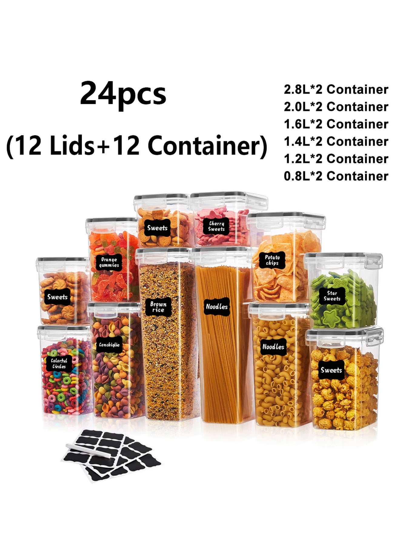 24pc Sealed food storage containers With LIDS