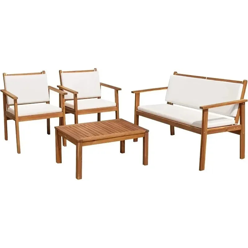 Patio Furniture 4 Piece Outdoor Acacia Wood
