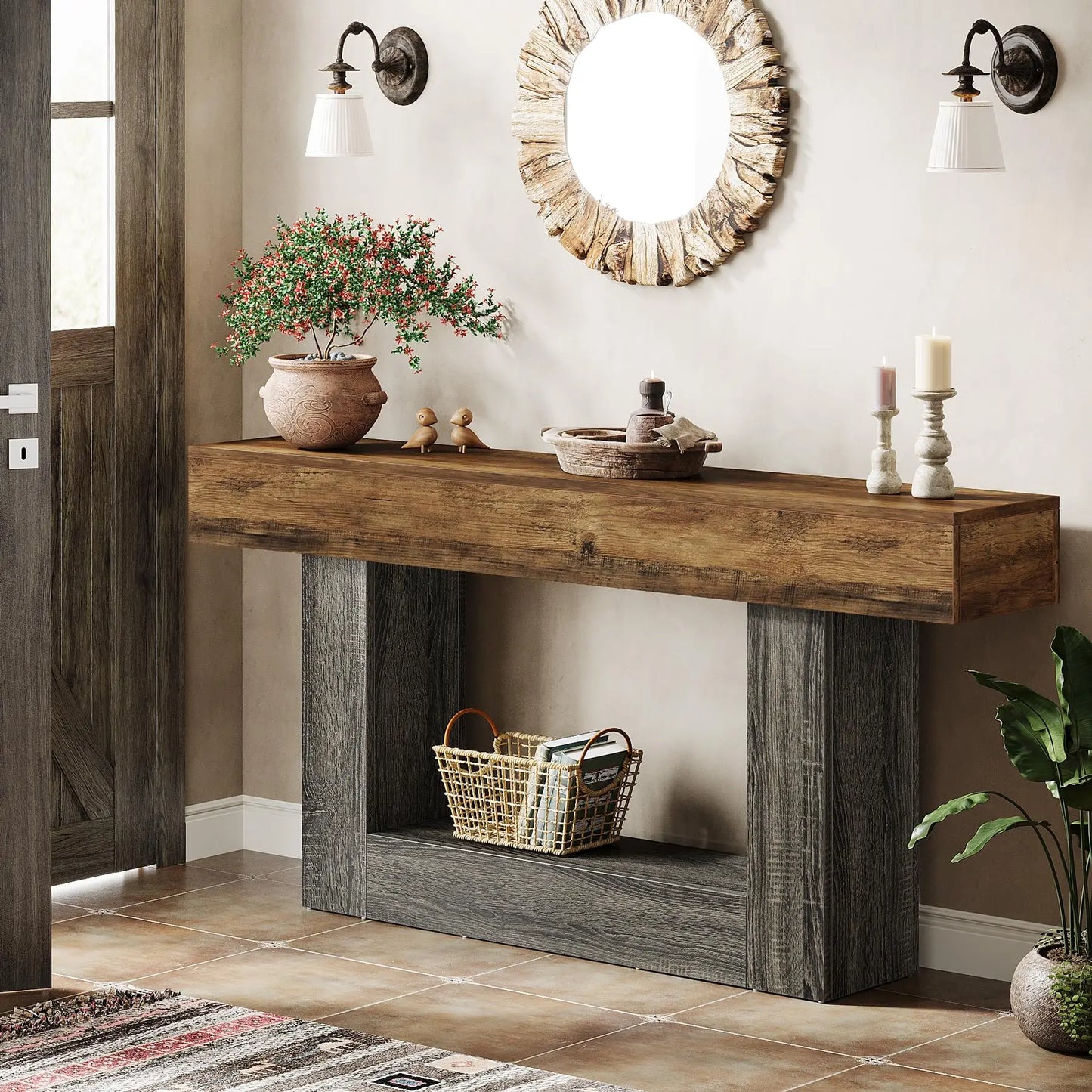 63" Console Table, Farmhouse Entryway Table