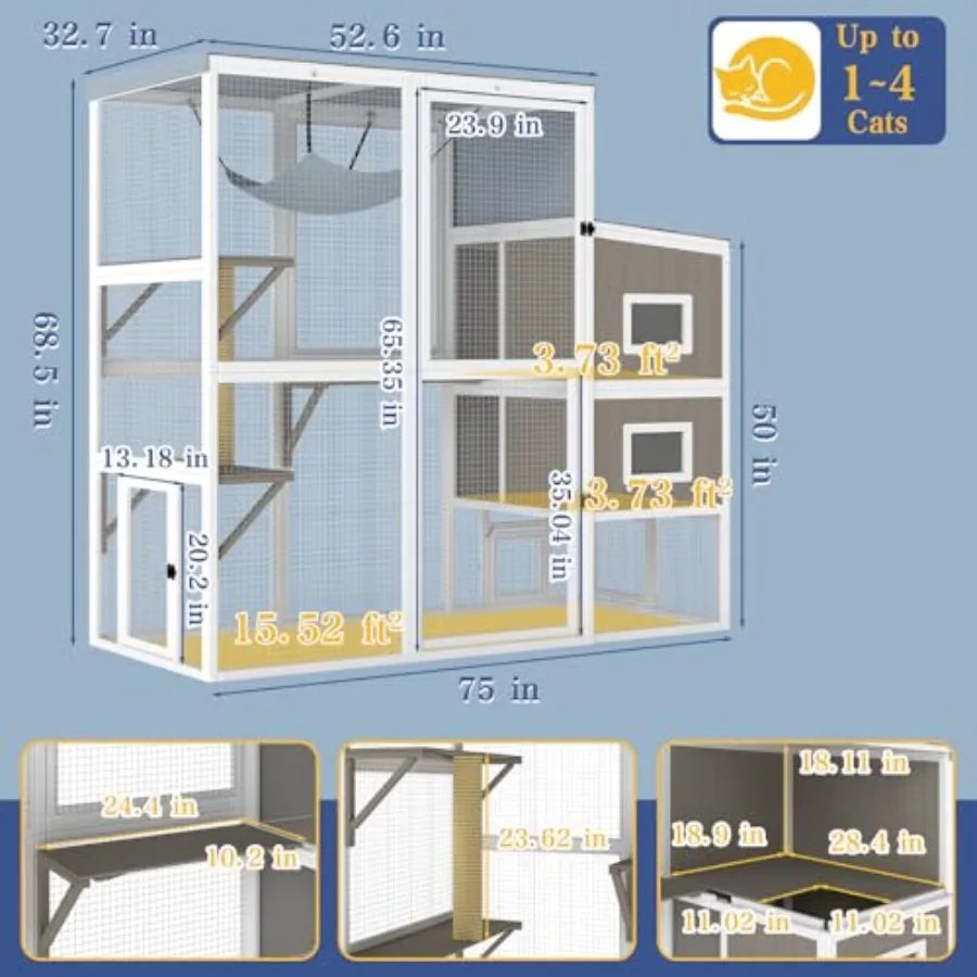 Large Cat Enclosure 4 Level Platforms