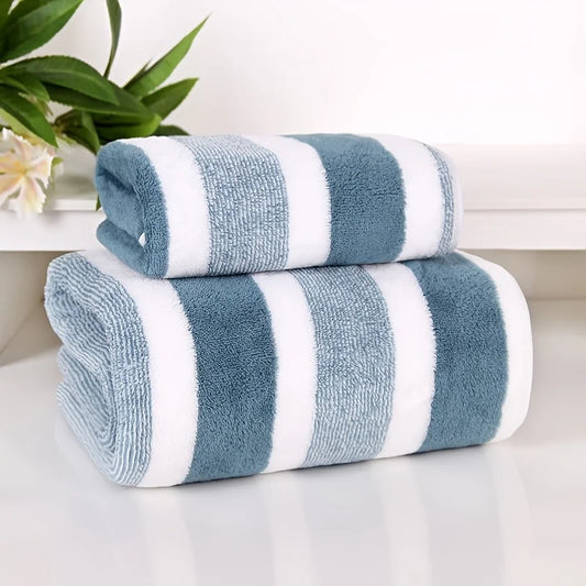 2-Pack Striped Microfiber Bath Towel Set