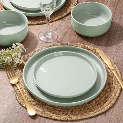 Stoneware Dinnerware Set Speckled Asparagus Green