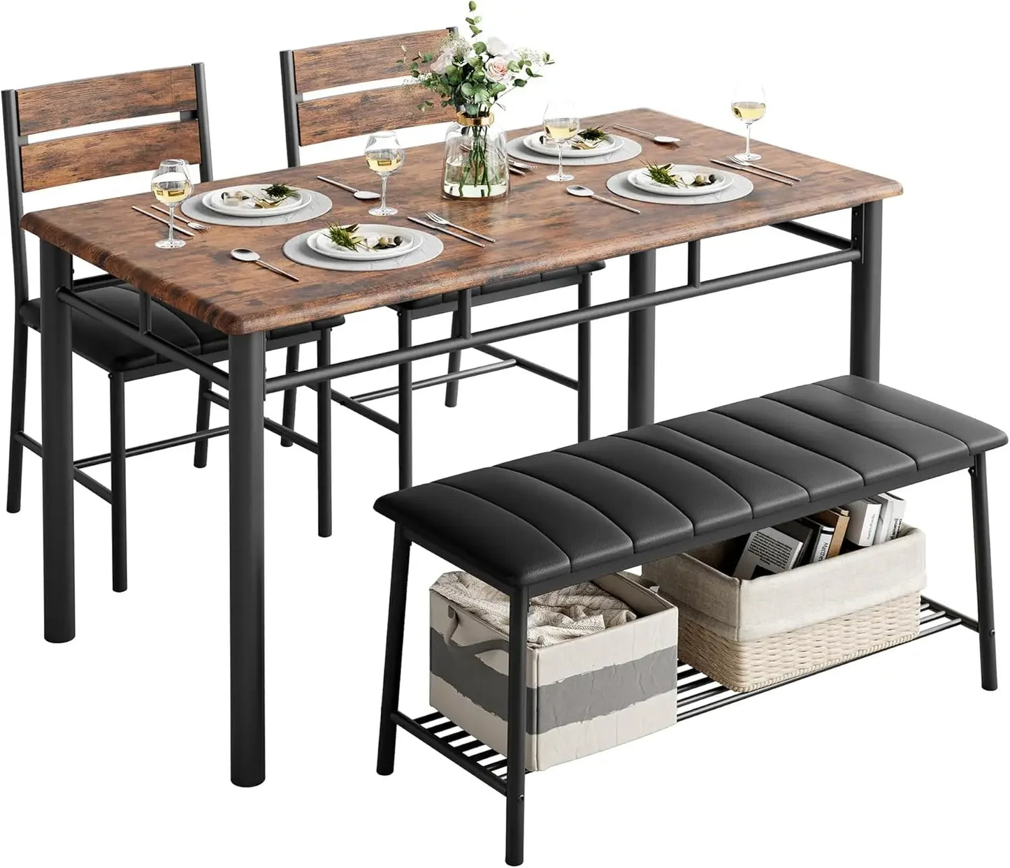 Dining Table Set For 4 With  Bench