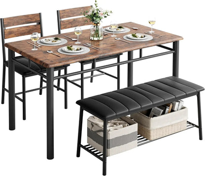 Dining Table Set For 4 With  Bench