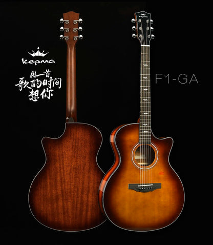 Kepma Guitar Acoustic 41 inch Solid Wood OM With Hard Case