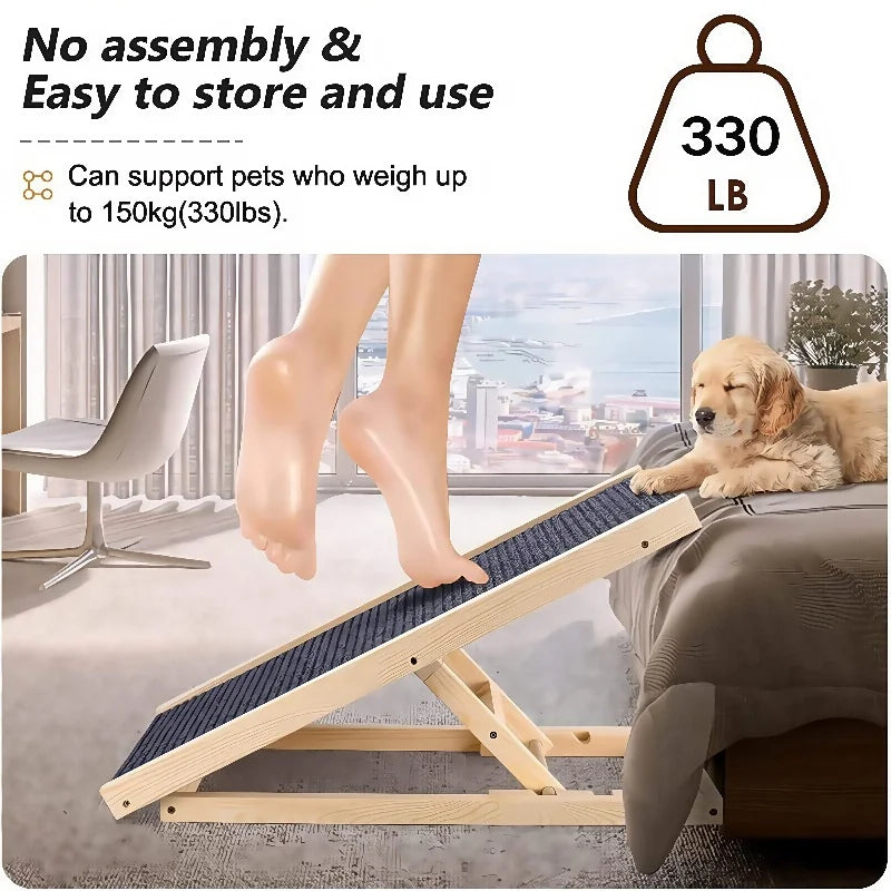 Height-Adjustable Wooden Pet Ramp