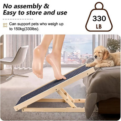 Height-Adjustable Wooden Pet Ramp
