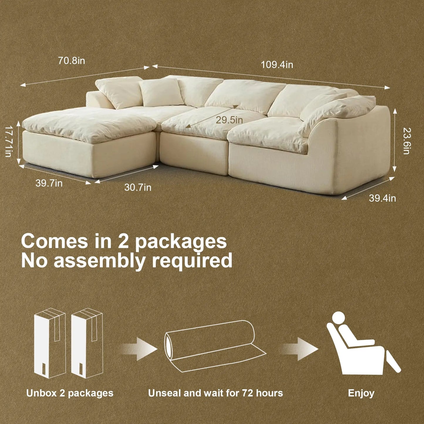 109" Modern Cloud L-Shape Sofa