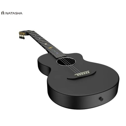 Acoustic guitar for beginners, carbon fiber body, black, ultra-thin 38-inch nylon-string 6-string with durability and lightweig