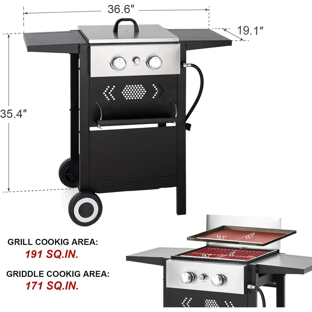 2 Burner Griddle Grill Combo