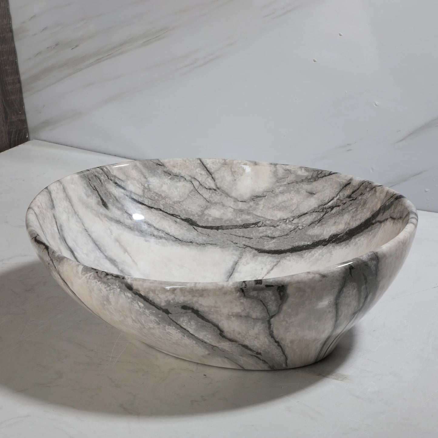 Artistic Marble Pattern Ceramic Vessel Sink Set