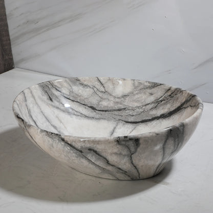 Artistic Marble Pattern Ceramic Vessel Sink Set