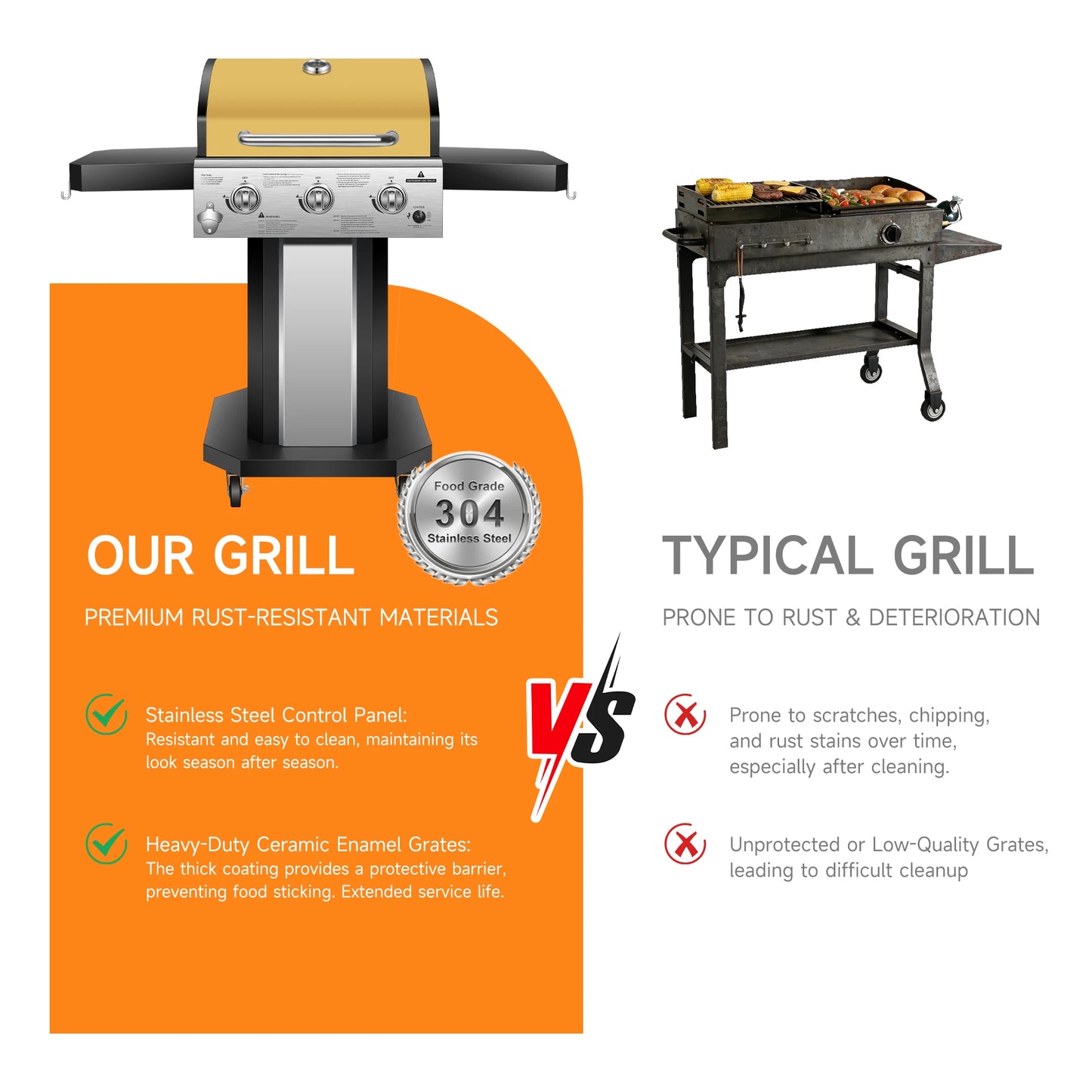 3-Burner Propane Gas Grill