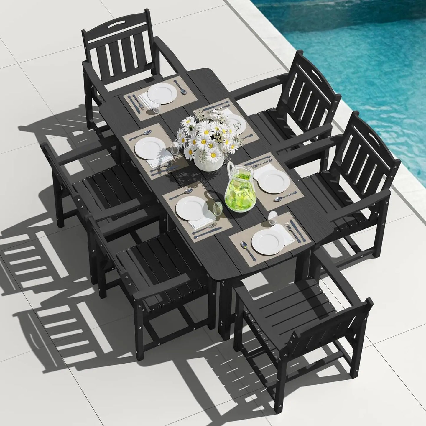 Outdoor Patio Dining Set Table & 6 Chairs