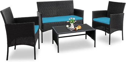 4 Piece Outdoor Wicker Patio Furniture Set