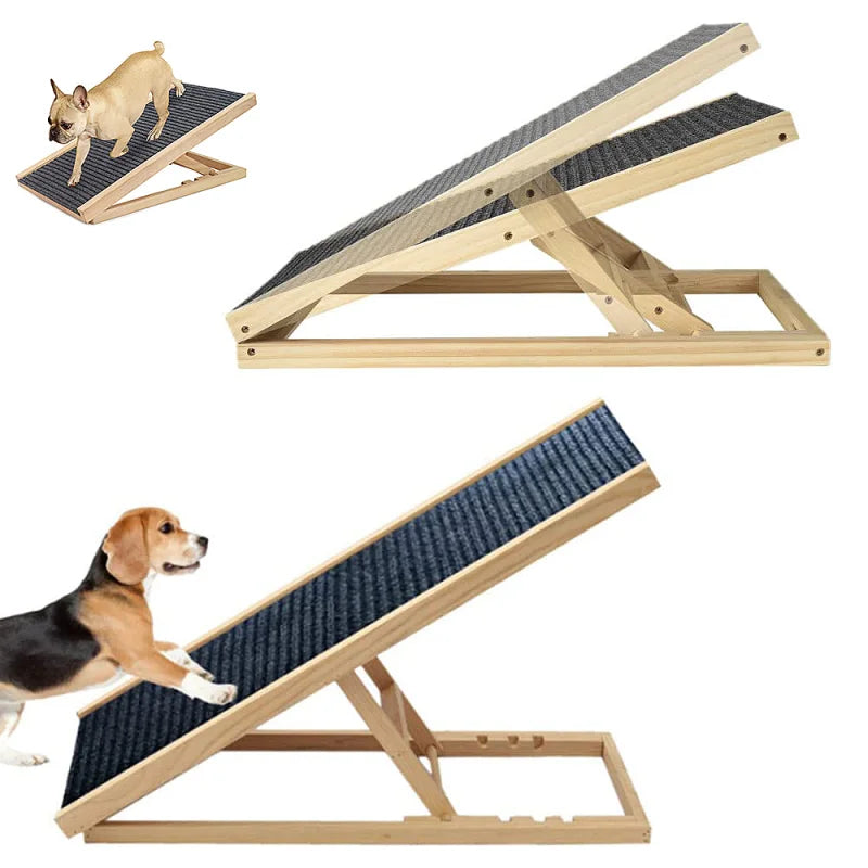Height-Adjustable Wooden Pet Ramp