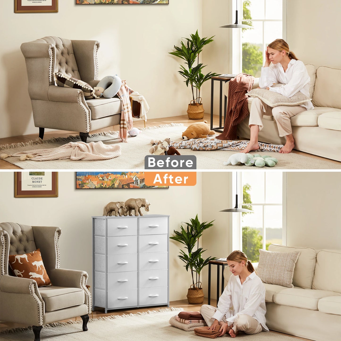 Wardrobe With 5/7/10 White Lover Fabric Drawers