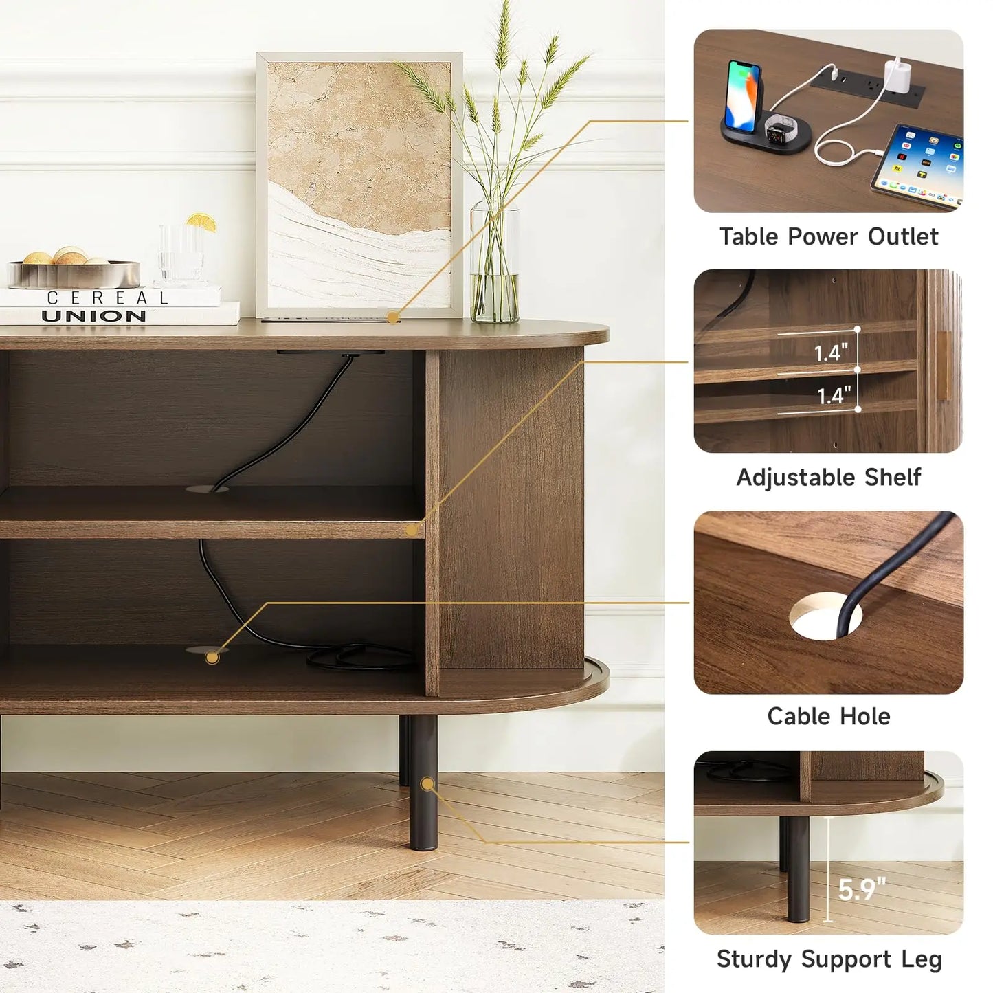 TV Stand with Power Outlet for TVs up to 60/70