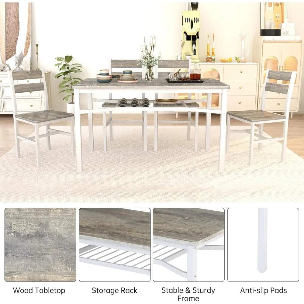 4-person Wood  Dining Table Set