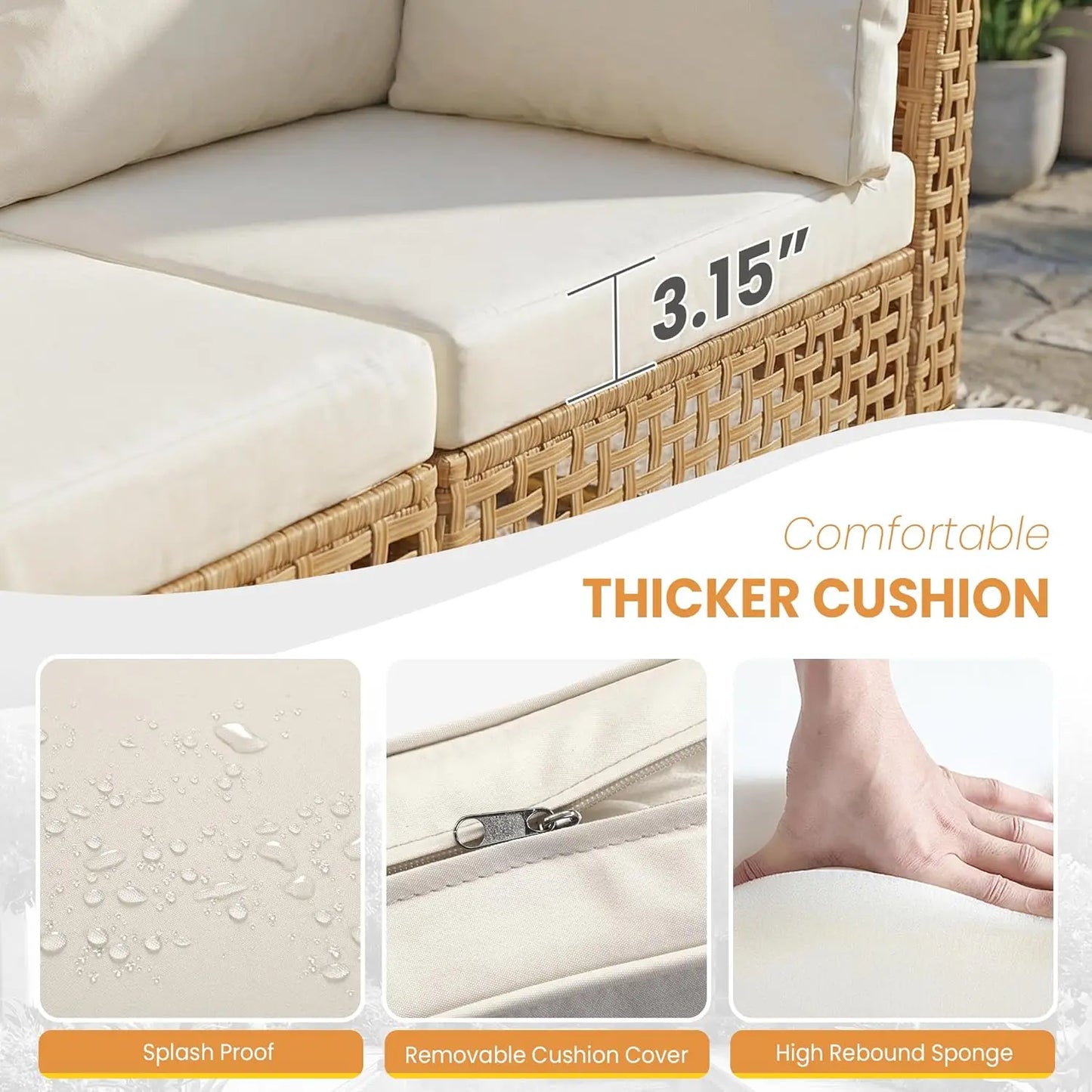 7-Piece Wicker Patio Sectional Sofa