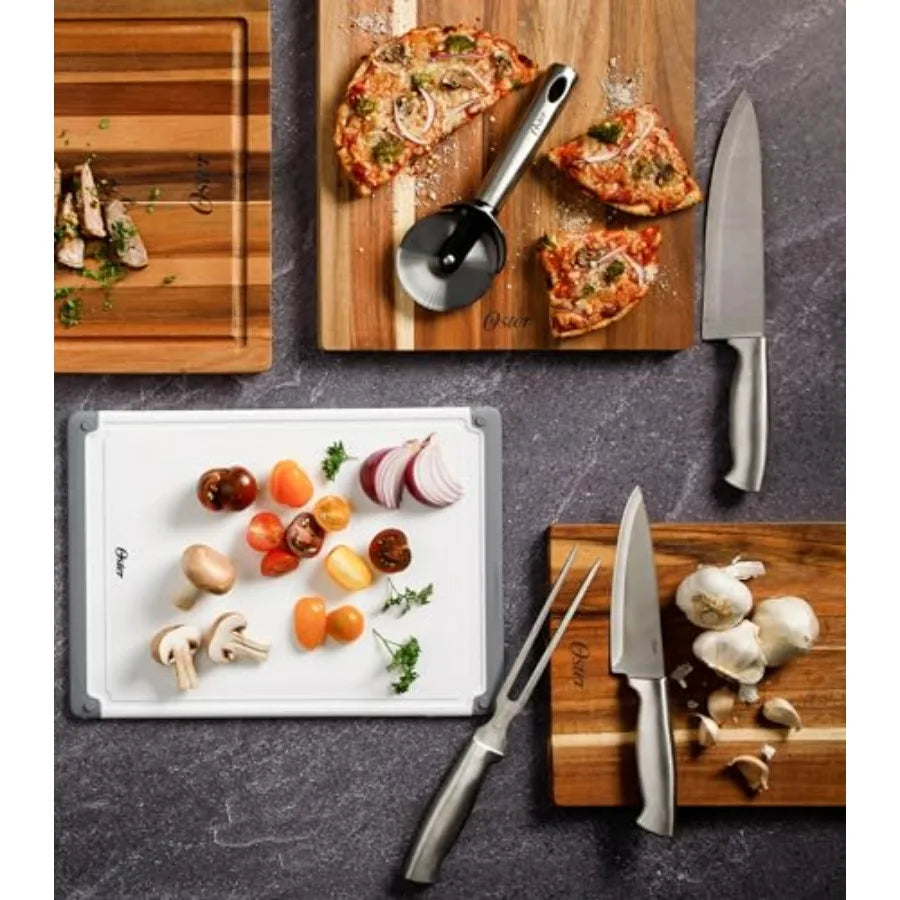 14 Piece Brushed Stainless Steel Knife Set