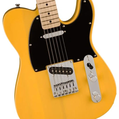 Squire Sonic Telecaster Electric Guitar for beginners, alder body with butterscotch blonde finish and maple fingerboard for bri