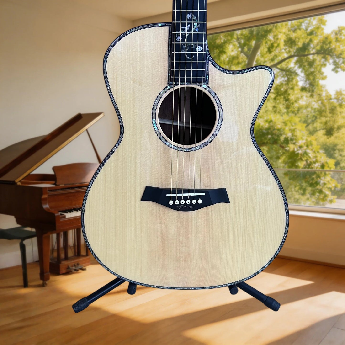 Acoustic Guitar 914 Model41Inch Angular Spruce Solid  Ebony Fingerboard Natural Wood Color Scale Length 648mm Small-Waist Body