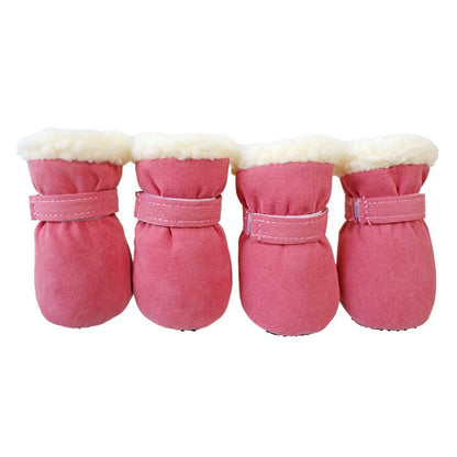 4pcs/set Plush Pet Dog Shoes