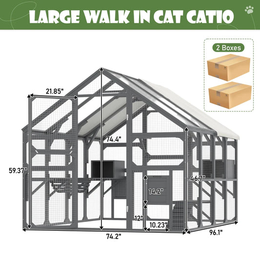 Outdoor Cat cage With Wooden Cat House