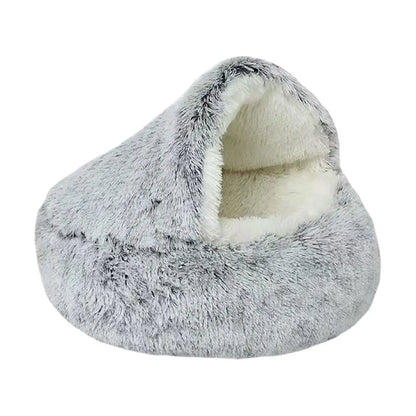 Winter Plush Round Cat Bed
