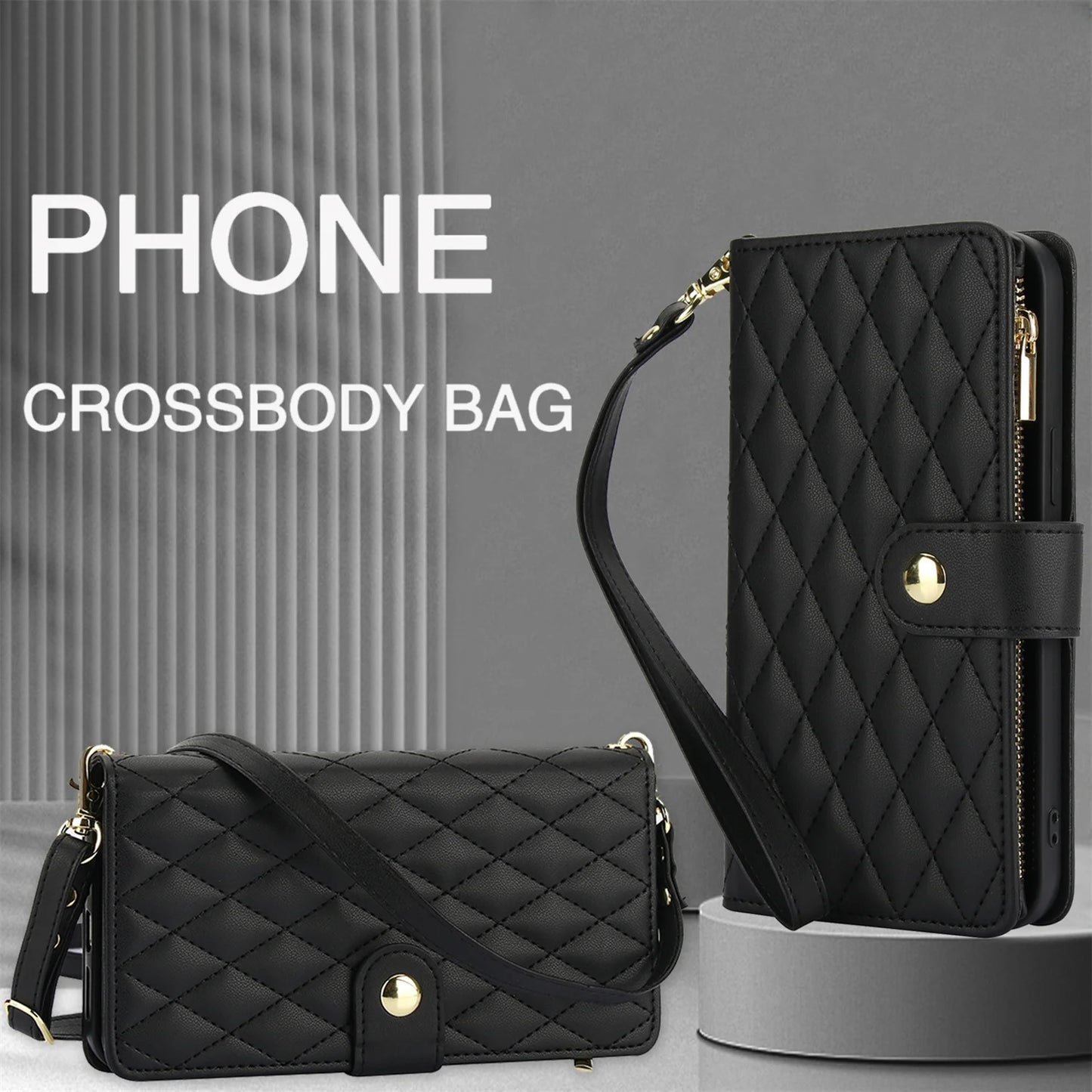 Crossbody PU Leather Wallet Flip Case For iPhone