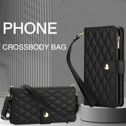 Crossbody PU Leather Wallet Flip Case For iPhone