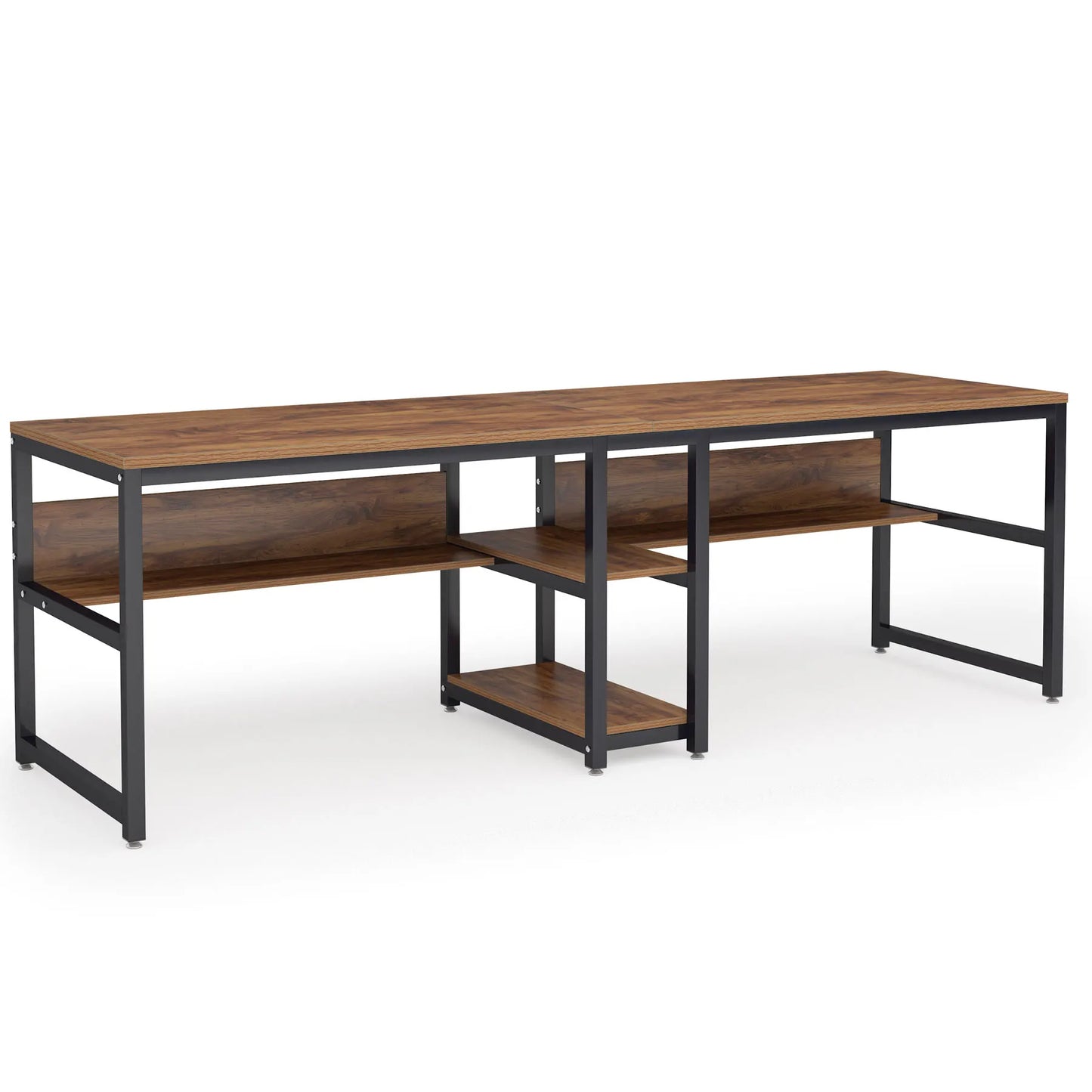 Two Person Desk with Bookshelf