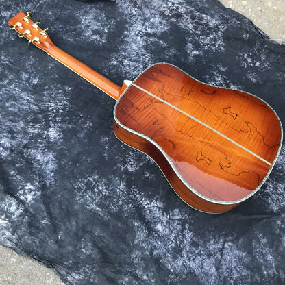 Custom 41 Inch D Type Maple Body Acoustic Guitar Abalone Inlays Ebony Fingerboard