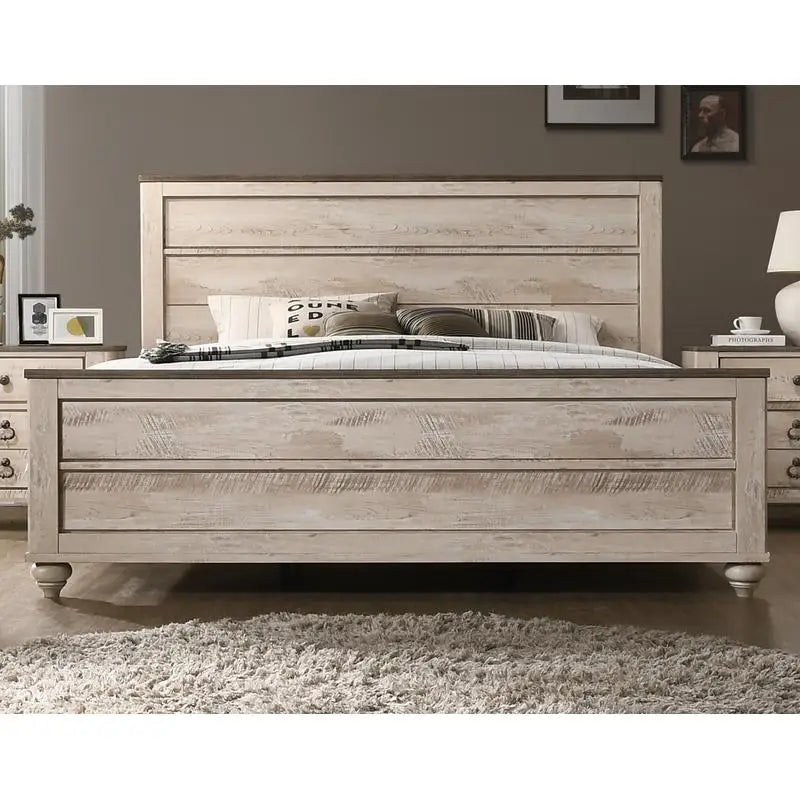 Contemporary White Wash 4-Piece King Bedroom Set