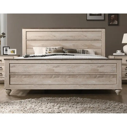 Contemporary White Wash 4-Piece King Bedroom Set