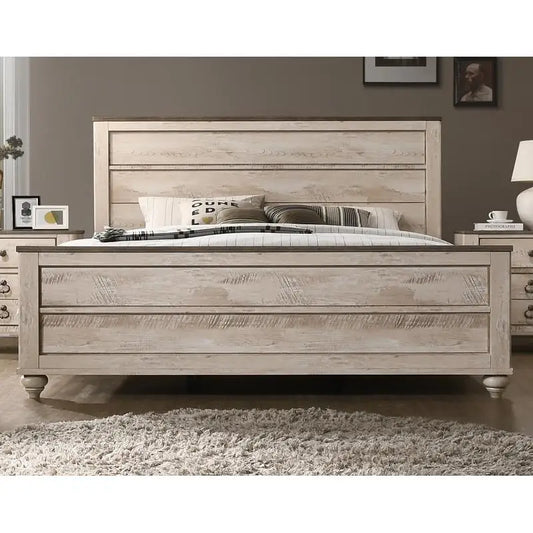 Contemporary White Wash 4-Piece King Bedroom Set
