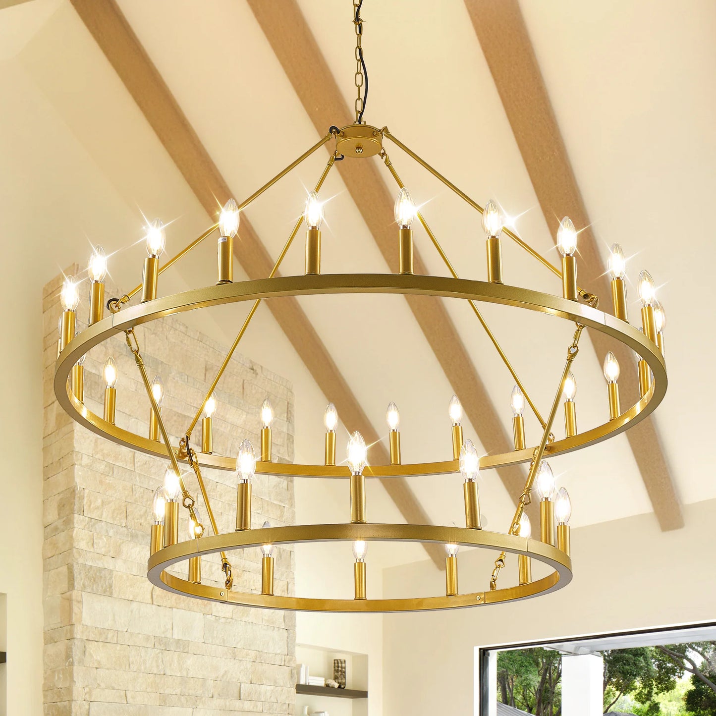 47'' Extra Large Wagon Wheel Chandelier