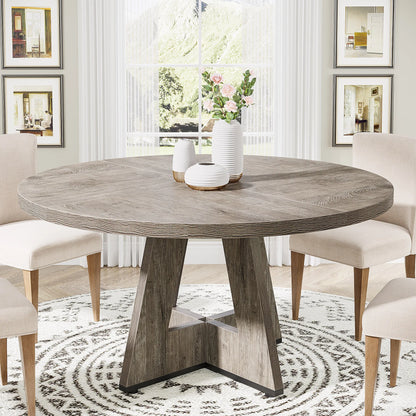 Farmhouse Round Dining Table for 4, 47 Inch