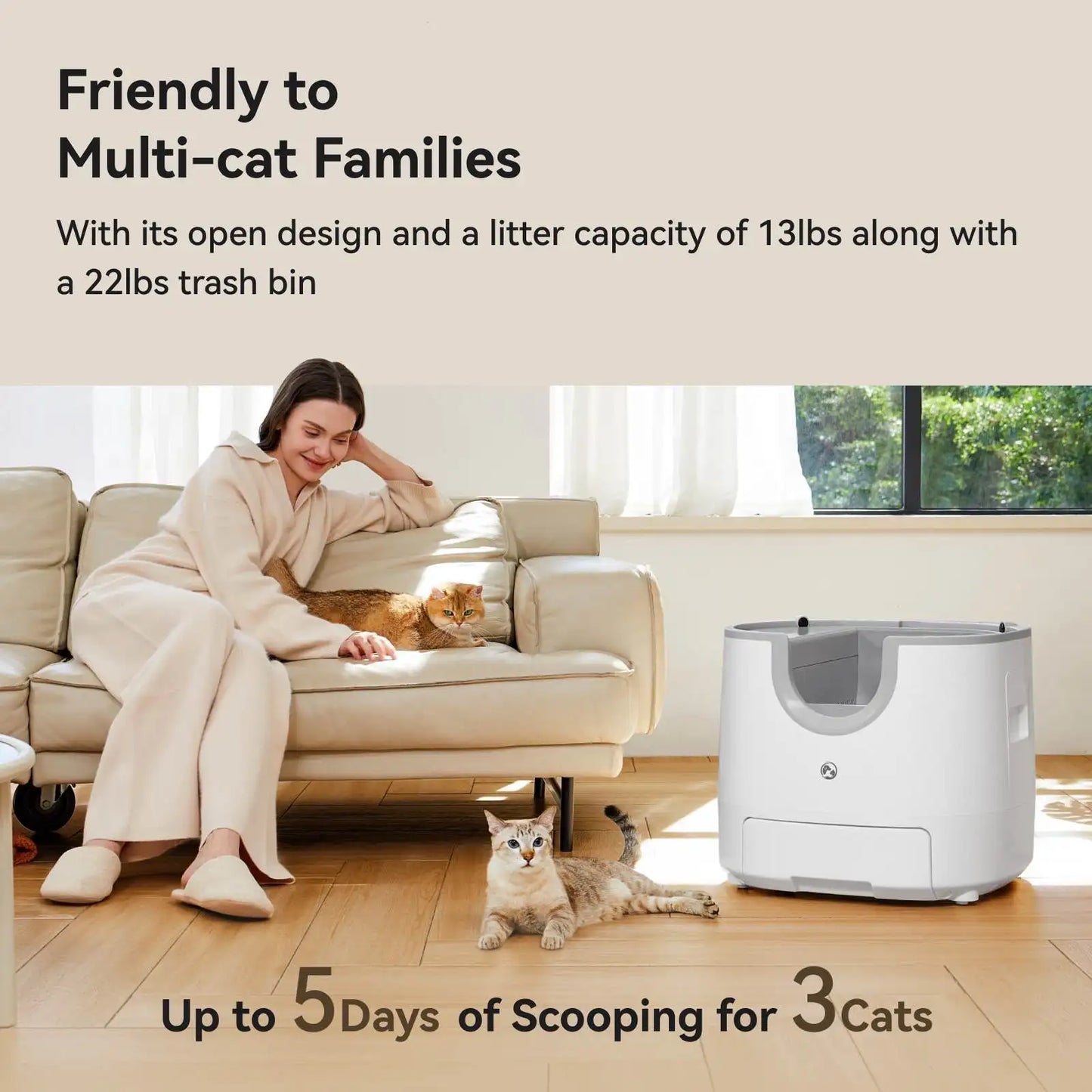 Automatic Smart Cat Litter Box, Self-Cleaning Tray