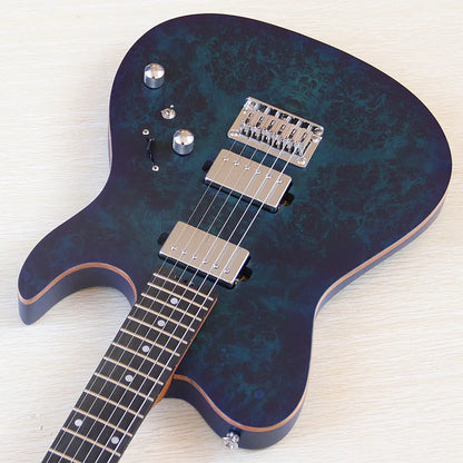 6String Electric Guitar Tree Burl Top Roasted Maple Neck 39 Inch Okoume Body Matte Performance Guitar Blue&Black Good Handicraft