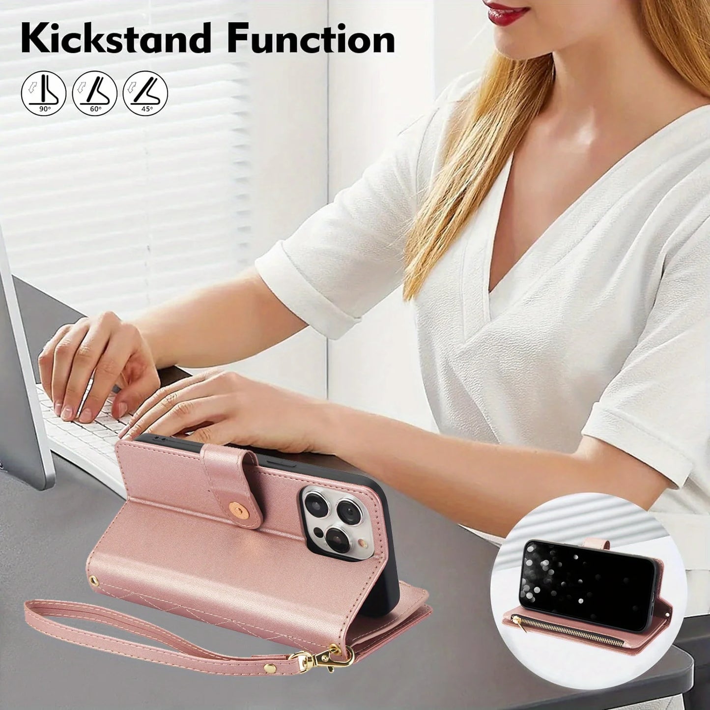 Crossbody PU Leather Wallet Flip Case For iPhone