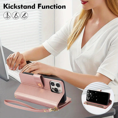 Crossbody PU Leather Wallet Flip Case For iPhone