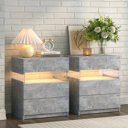 Bedside Tables  Set With LED Lighting