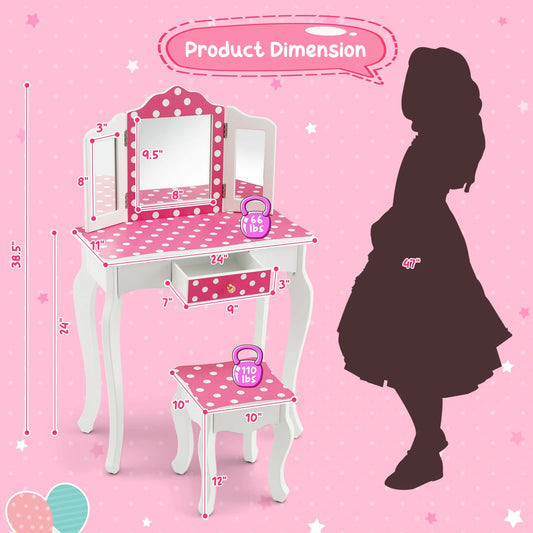 Kids Vanity Table & Stool Set