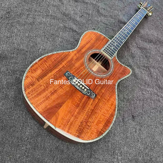 All Solid Koa Wood Cutaway  SOLID KOA Back Side